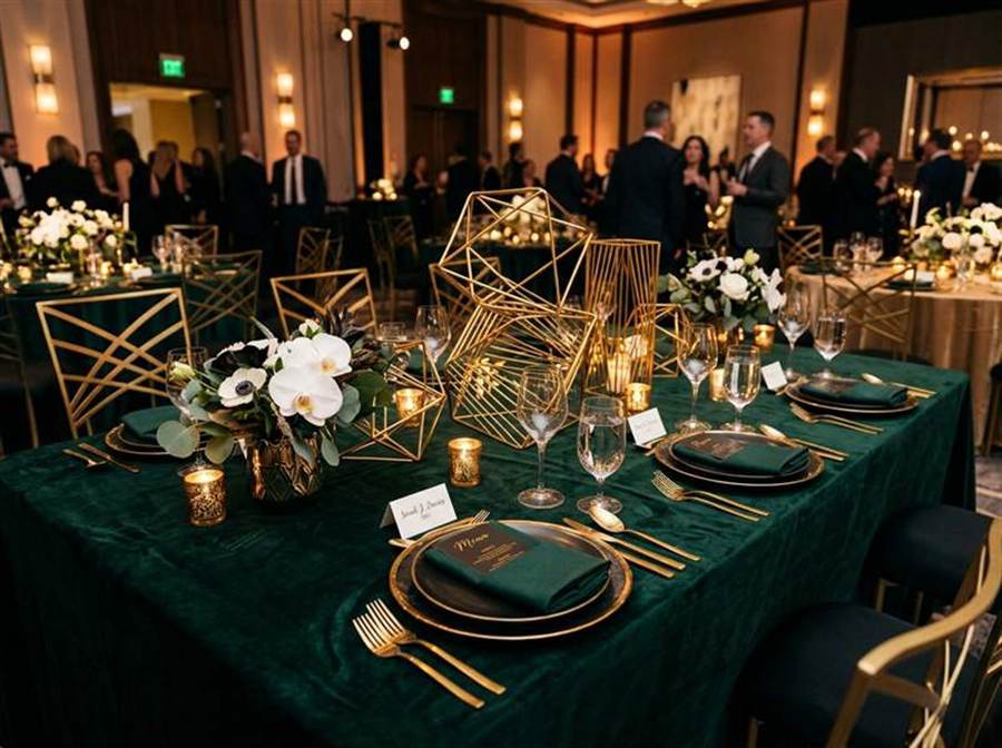 High end corporate gala event table decor by Dream Party Decor Inc